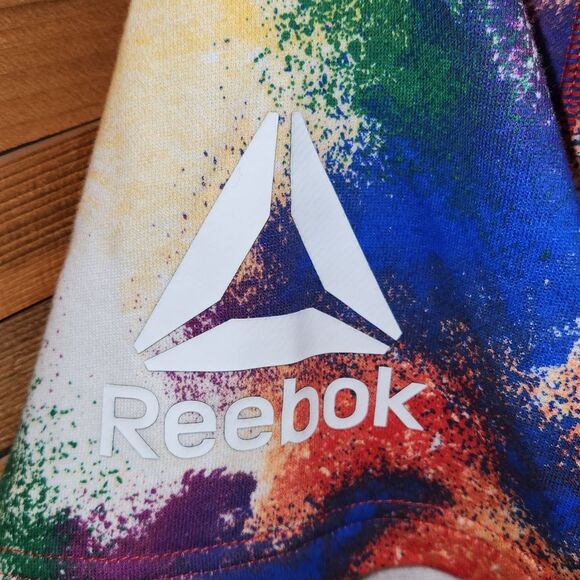 Reebok Multicolored Short Sleeve Pull Over Hoodie Sweatshirt Men Size L Cotton - Picture 8 of 10